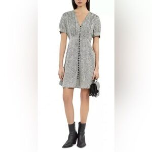 The Kooples Black and White Leopard Print Button-Up